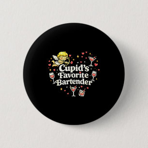 Cupids Lieblings-Barkeeper lustiges Valentinsgeträ Button