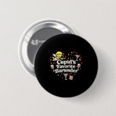 Cupids Lieblings-Barkeeper lustiges Valentinsgeträ Button (Vorne & Hinten)
