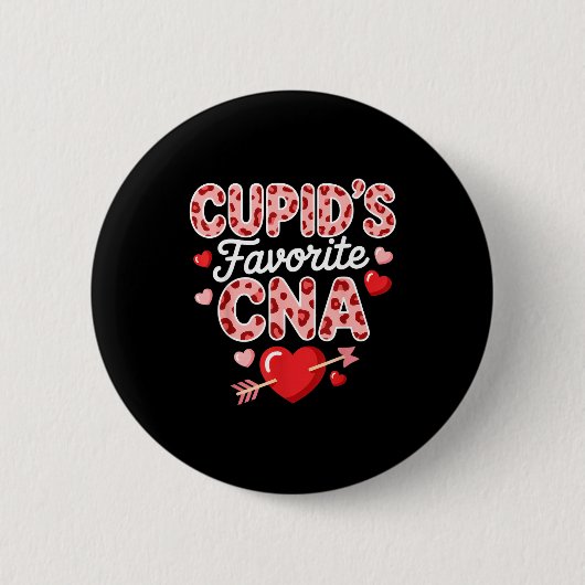 Cupids Lieblings-CNA Valentinstag Herz Krankenschw Button (Vorderseite)
