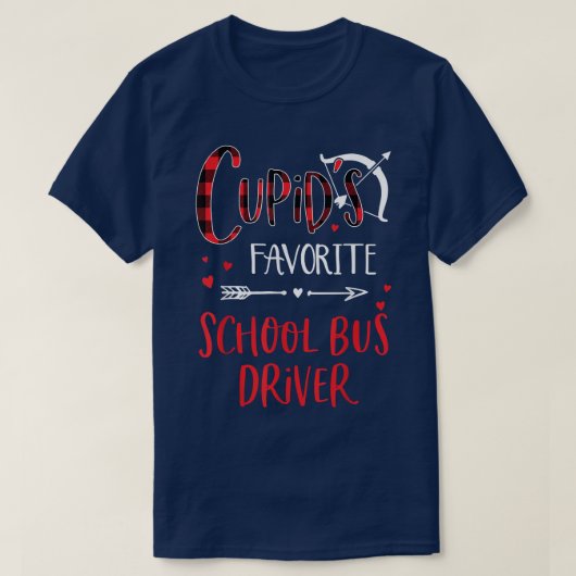 Cupids Lieblings-Schulbusfahrer Red Kariert Valen T-Shirt (Design vorne)