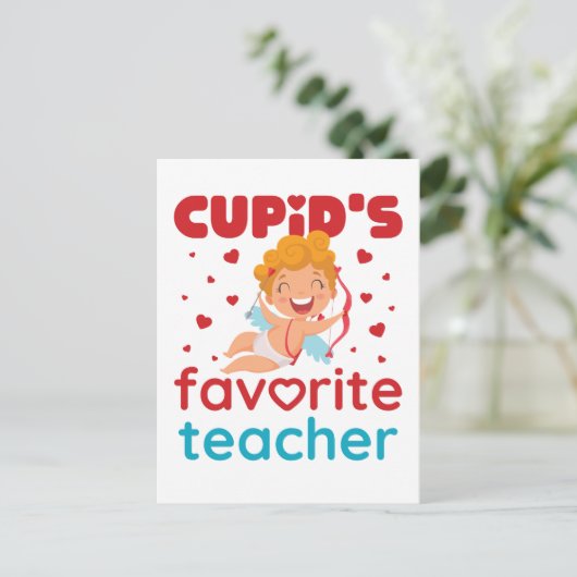 Cupids Lieblingslehrer Niedlicher Valentinstag Postkarte (Stehend Vorderseite)