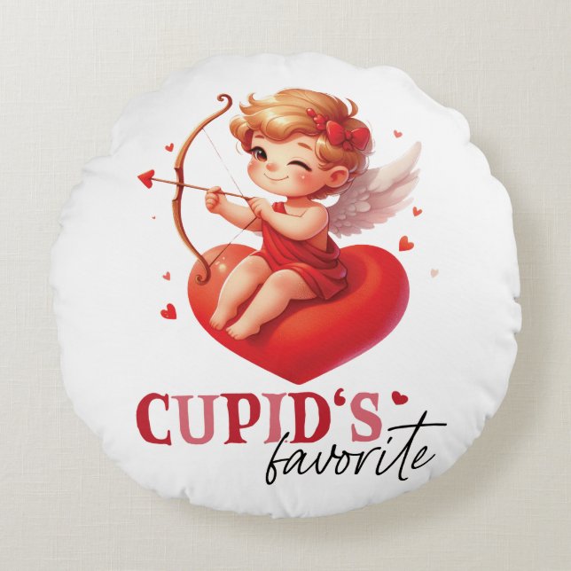 Cupids Lieblingstag Rundes Kissen (Vorderseite)