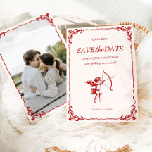 Cupids Pfeil Rote Vintage-Hochzeit Termin merken
