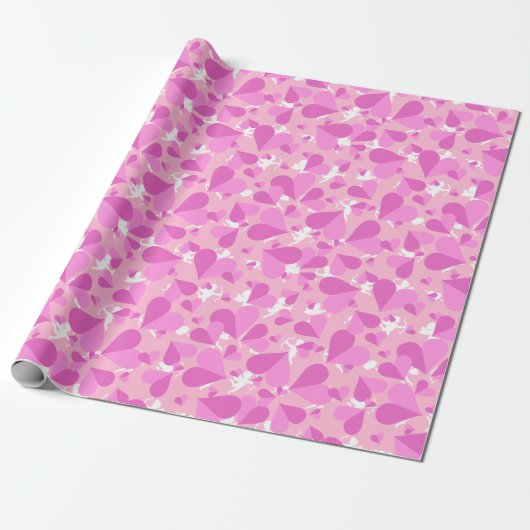 Cupids Pink Confetti Geschenkpapier (Ungerollt)