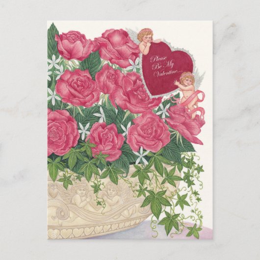 Cupids & Rose Valentine Postkarte (Vorderseite)