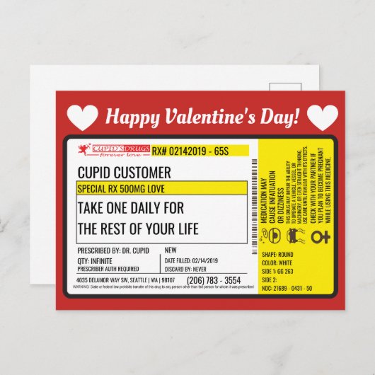 Cupids Valentine-Liebe-Verschreibung Postkarte (Vorne/Hinten)