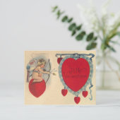 Cupids Valentine Message Vintag Postkarte (Stehend Vorderseite)