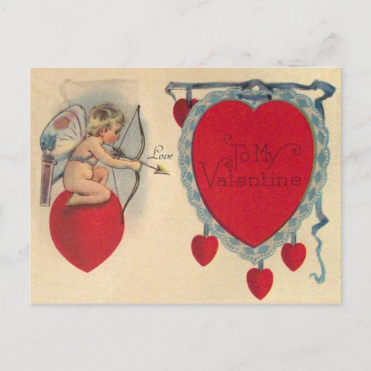 Cupids Valentine Message Vintag Postkarte (Vorderseite)