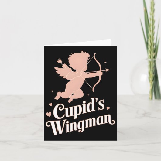 Cupids Wingman Funny Valentine's Day Angel Design Karte (Vorderseite)