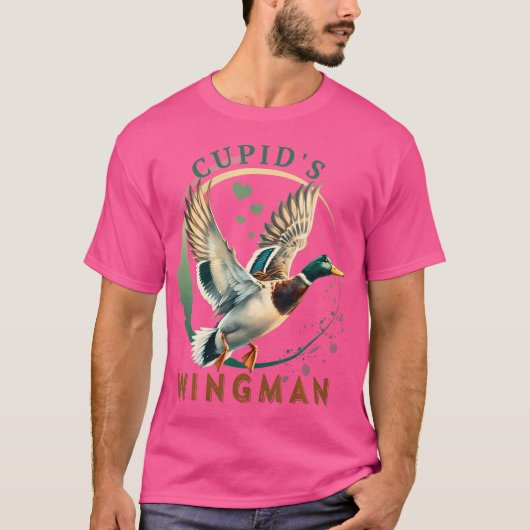 Cupid's Wingman Valentine's Day Duck Junting T-Shirt (Vorderseite)