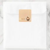 CupKuchen und Punkte Quadratischer Aufkleber (Tasche)