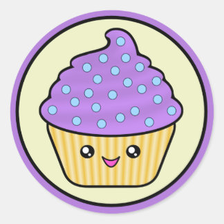 Cuppy Cake Lila Kawaii Runder Aufkleber