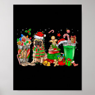 Cups von Eis Kaffee & Ampere; Mops Hund Weihnachts Poster