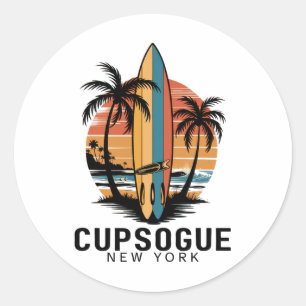 Cupsogue Beach New York Surfen Surfer  Runder Aufkleber