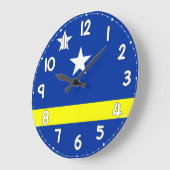 Curacao Flag Wall Clock – Patriotic Caribbean Große Wanduhr (Winkel)