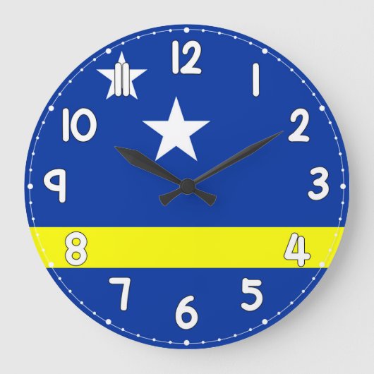 Curacao Flag Wall Clock – Patriotic Caribbean Große Wanduhr (Vorderseite)