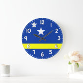 Curacao Flag Wall Clock – Patriotic Caribbean Große Wanduhr (Zuhause)