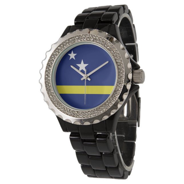Curaçao-Flagge Armbanduhr (Schrägansicht)