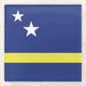 Curaçao-Flagge Glasuntersetzer (Vorderseite)