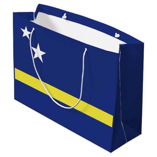 Curaçao-Flagge Große Geschenktüte (Rückseite Schrägansicht)