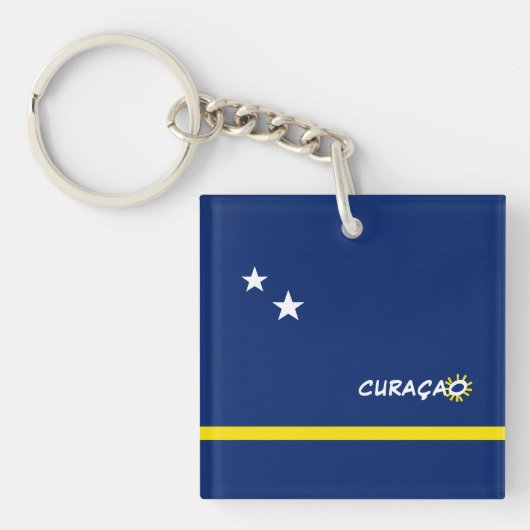 Curacao-Flagge mit anpassbarem Text Schlüsselanhänger (Vorderseite)