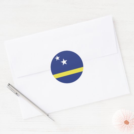 Curaçao-Flagge Runder Aufkleber (Umschlag)