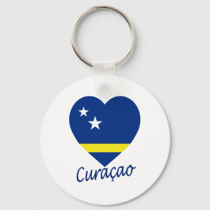 Curacao Flaggenherz Schlüsselanhänger