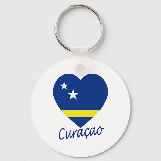 Curacao Flaggenherz Schlüsselanhänger (Vorderseite)