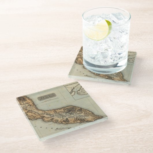 Curaçao Glasuntersetzer (Schrägansicht)