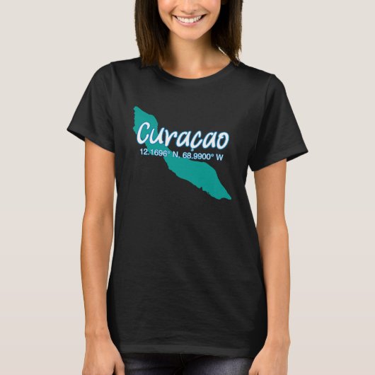 Curacao Island Coordinates Tourist Vacation T-Shirt (Vorderseite)
