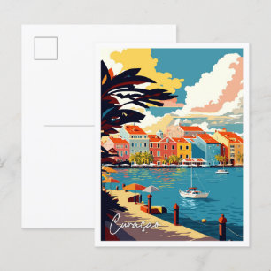 Curacao Karibik Vintage-Reiseillustration Postkarte