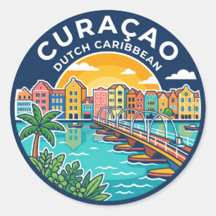 Curaçao Niederländische Karibik Runder Aufkleber