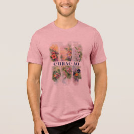 Curacao pastellfarbene Blume Pinselstriche Tri-Blend Shirt