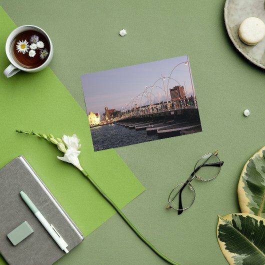 Curaçao Queen Emma Pontoon Bridge at Dusk Postkarte
