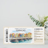 Curaçao-Reise-Boarding-Pass-Ticket Einladung (Stehend Vorderseite)
