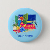 Curacao Retro-Karibische Insel mit Schildkröte Vin Button (Vorderseite)