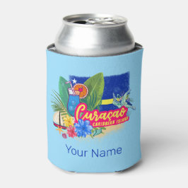 Curacao Retro-Karibische Insel mit Schildkröte Vin Dosenkühler