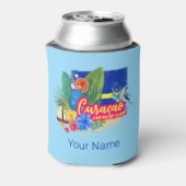 Curacao Retro-Karibische Insel mit Schildkröte Vin Dosenkühler (Kanne Rückseite)