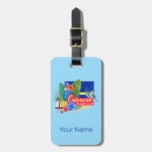 Curacao Retro-Karibische Insel mit Schildkröte Vin Gepäckanhänger (Vorderseite vertikal)