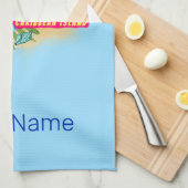 Curacao Retro-Karibische Insel mit Schildkröte Vin Geschirrtuch (Viertel Falte)