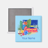 Curacao Retro-Karibische Insel mit Schildkröte Vin Magnet (Vorderseite/Rückseite)