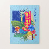 Curacao Retro-Karibische Insel mit Schildkröte Vin Puzzle (Vertikal)