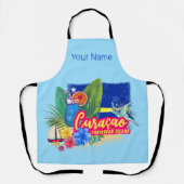 Curacao Retro-Karibische Insel mit Schildkröte Vin Schürze (Vorderseite)