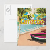 Curacao Retro Vacation Travel Poster Postkarte (Vorne/Hinten)