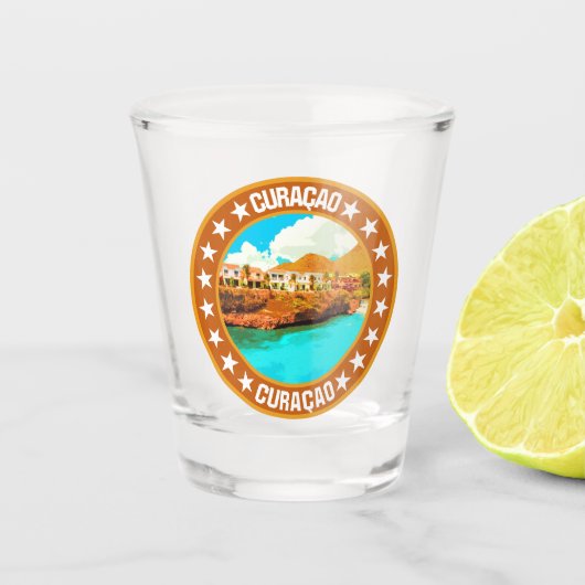 Curaçao Schnapsglas (Vorderseite)