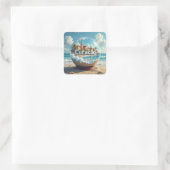 Curacao Strand Kuste Globus Quadratischer Aufkleber (Tasche)