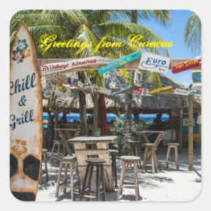 Curaçao Strand Quadratischer Aufkleber