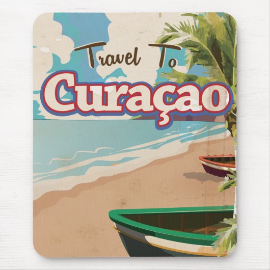 Curaçao Vintage Reise Poster Kunst. Mousepad (Vorne)