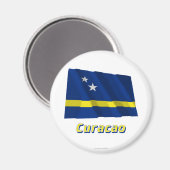 Curacao Wave Flag mit Namen Magnet (Vorderseite/Rückseite)