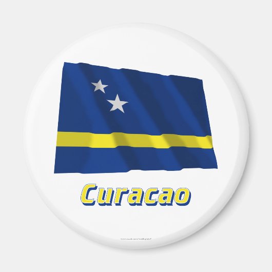 Curacao Wave Flag mit Namen Magnet (Vorne)